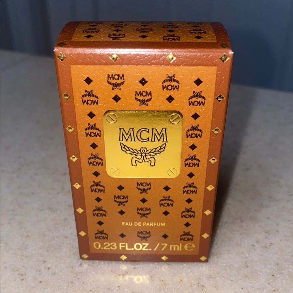 MCM Gold and Brown Eau de Parfum unisex mcm cognac monogram mini charm purse - Picture 9 of 11